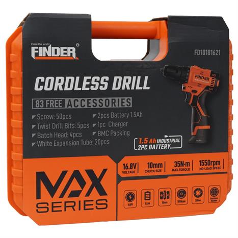 Máy khoan pin Finder FD10181621 16.8V Màu Đen - Cam