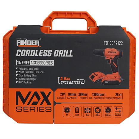 Máy khoan pin Finder FD10042122 21V Màu Đen - Cam