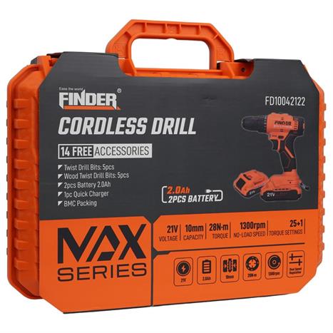 Máy khoan pin Finder FD10042122 21V Màu Đen - Cam