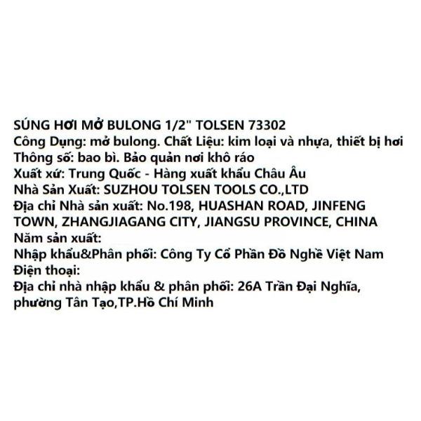 Máy vặn bu lông hơi Tolsen 73302 Màu Đen - Vàng