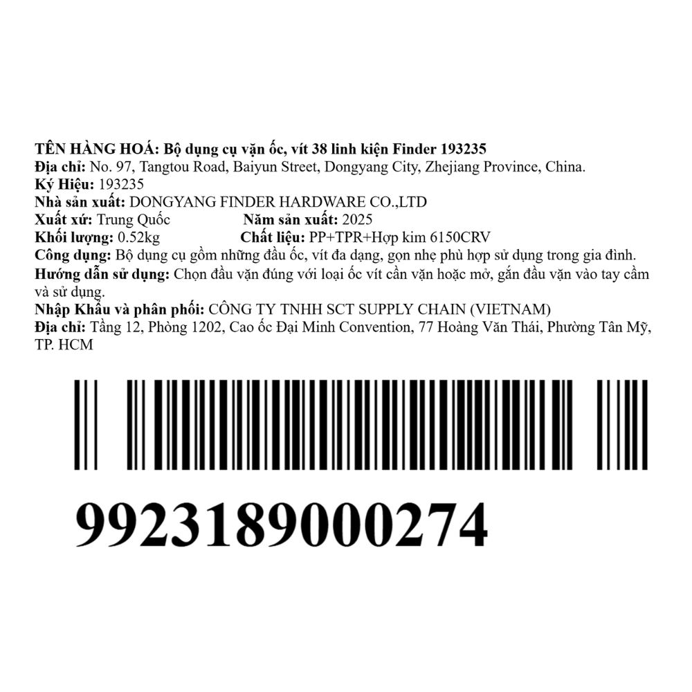 Bộ vặn vít 38 món Finder 193235 Màu Đen - Cam