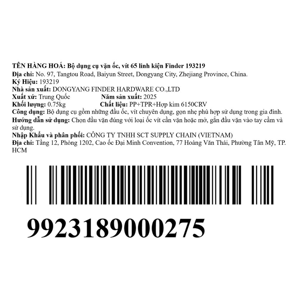 Bộ dụng cụ vặn vít 65 món Finder 193219 Màu Đen - Cam