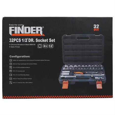 Bộ dụng cụ đầu khẩu 1/2 32 món Finder 192537 Màu Đen - Cam