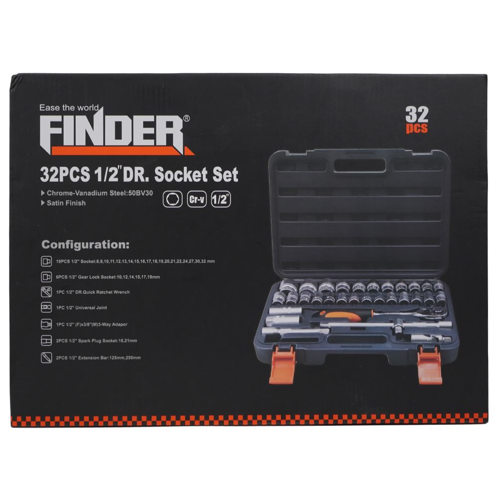 Bộ dụng cụ đầu khẩu 1/2 32 món Finder 192537 Màu Đen - Cam
