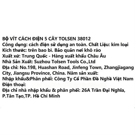 Bộ tua vít Tolsen 38012 (5 cây) Màu Đỏ