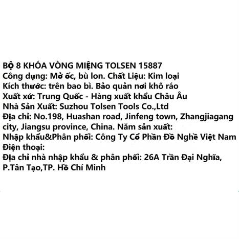 Bộ cờ lê Tolsen 15887 Màu Đen - Vàng