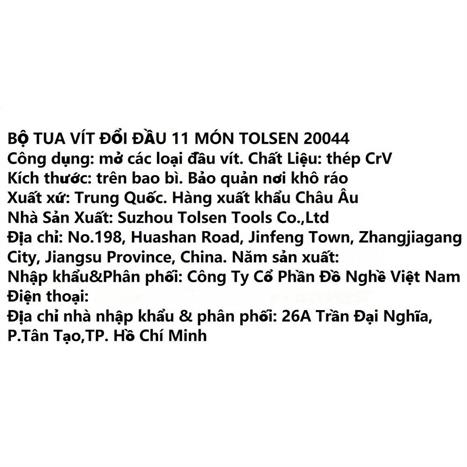 Bộ tua vít Tolsen 20044 (10 mũi) Màu Đen - Vàng