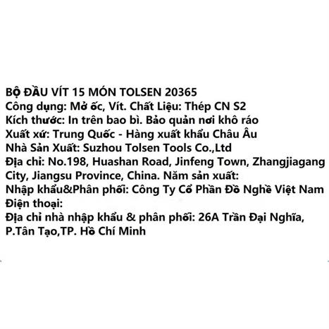 Bộ vặn vít Tolsen 20365 (15 chi tiết) Màu Đen - Vàng