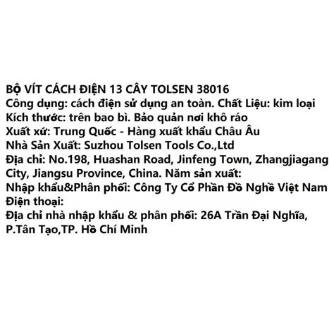 Bộ tua vít Tolsen 38016 (13 chi tiết)