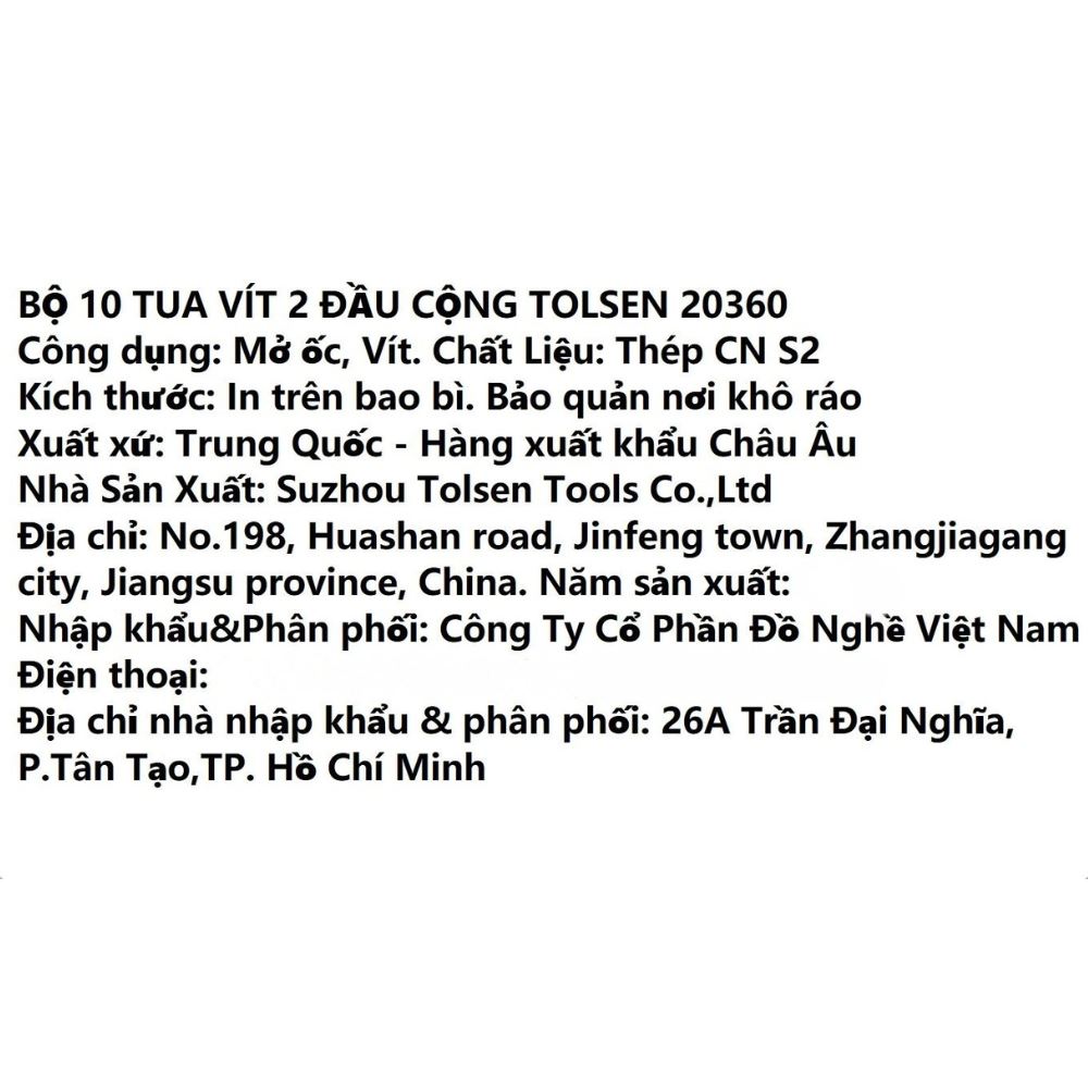 Bộ vặn vít 65 mm Tolsen 20360 (10 chi tiết) Màu Đen - Vàng