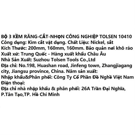 Bộ kềm 3 món Tolsen 10410 Màu Đen - Vàng