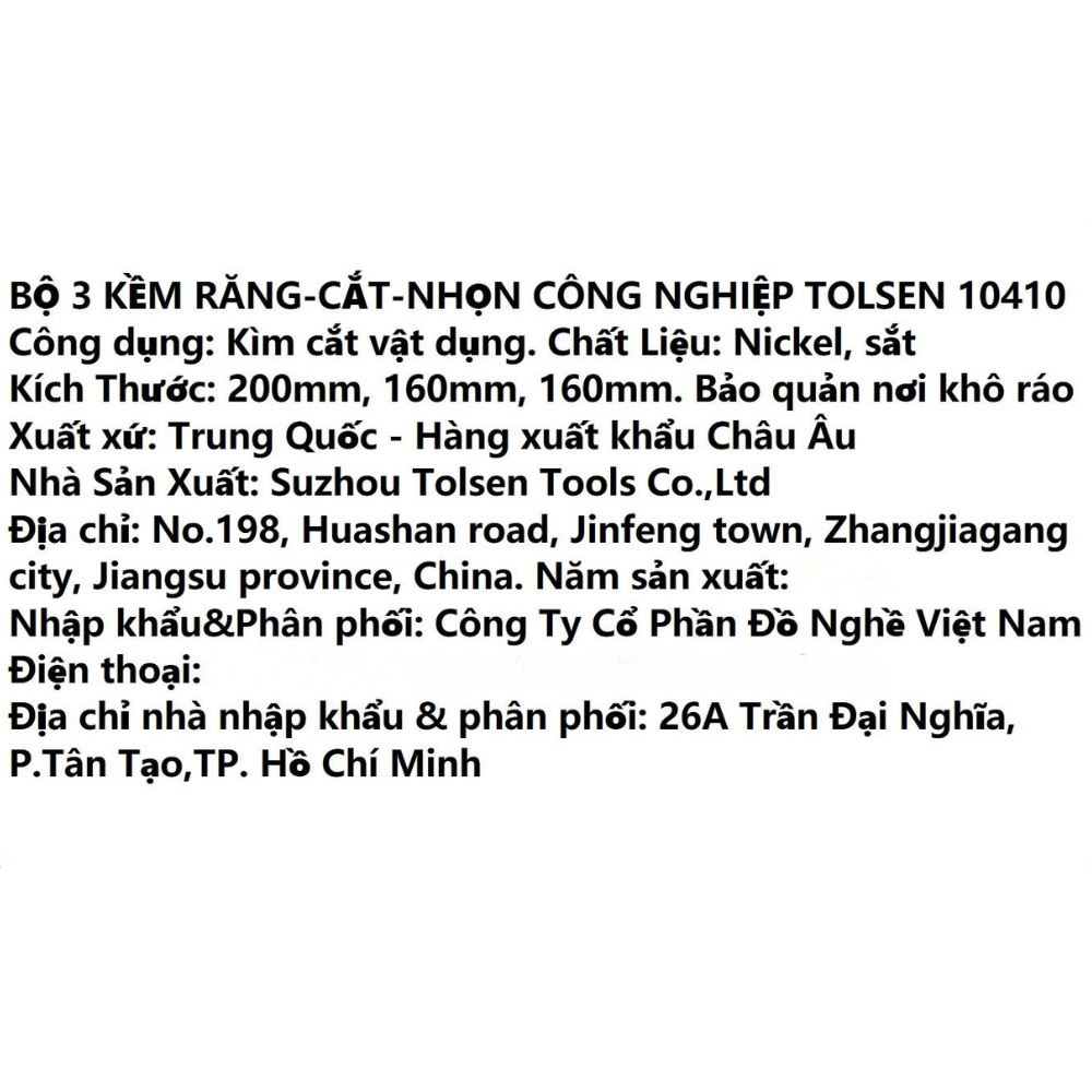 Bộ kềm 3 món Tolsen 10410 Màu Đen - Vàng