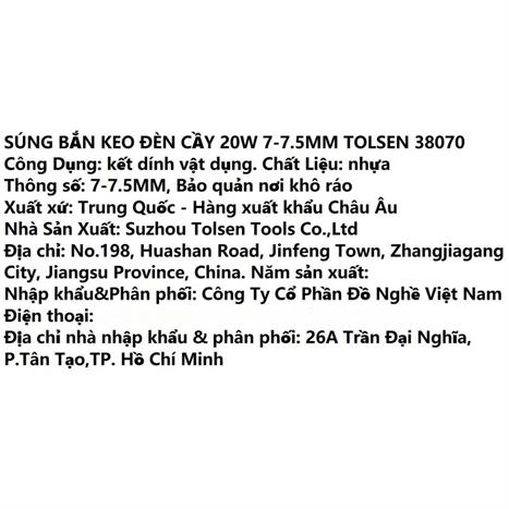 Bộ súng bắn keo Tolsen 38070 Màu Đen - Vàng