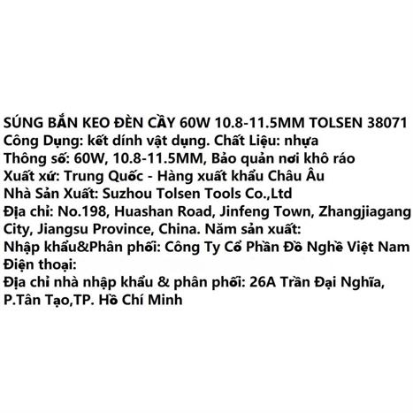 Bộ súng bắn keo Tolsen 38071 Màu Đen - Vàng