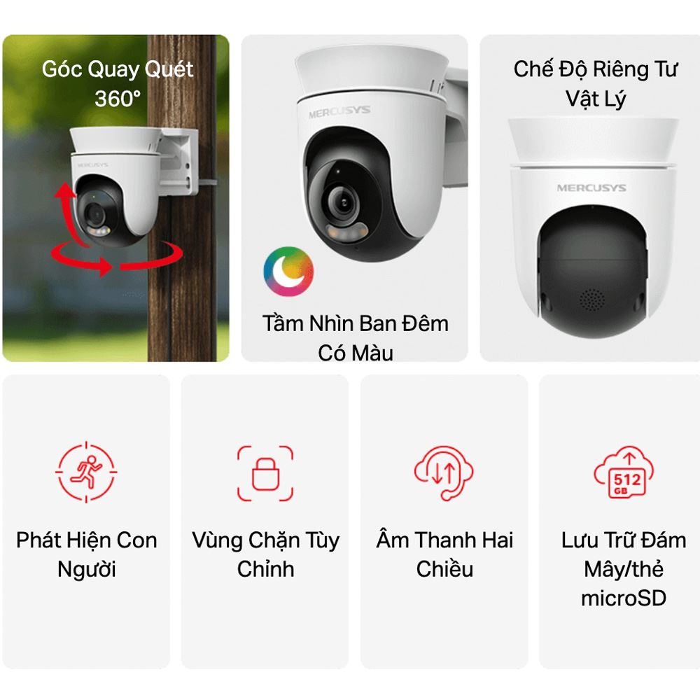 Camera IP Ngoài trời 360 Độ 2MP Mercusys MC500 - 2