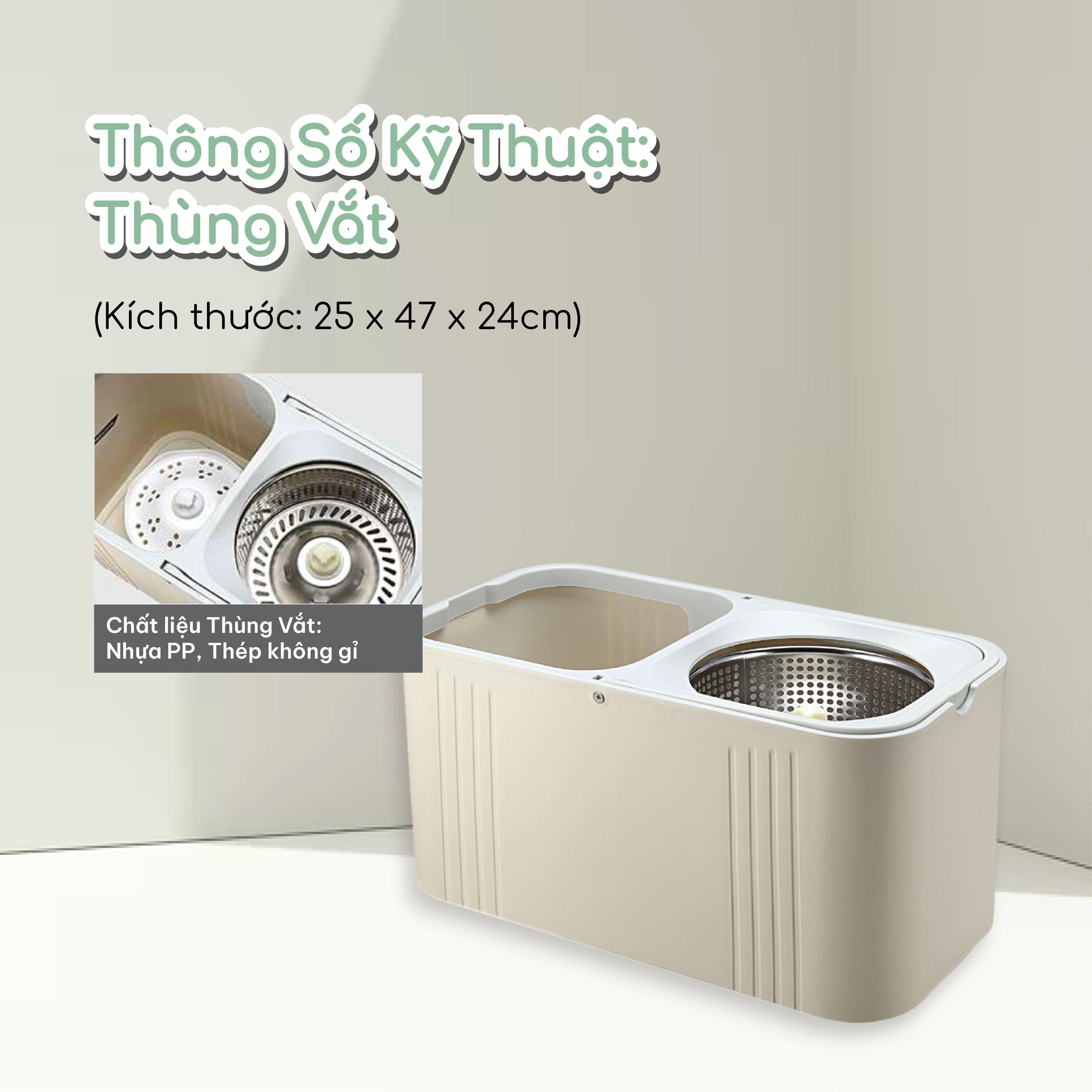 Bộ lau nhà Tanaka M028B Màu Màu be