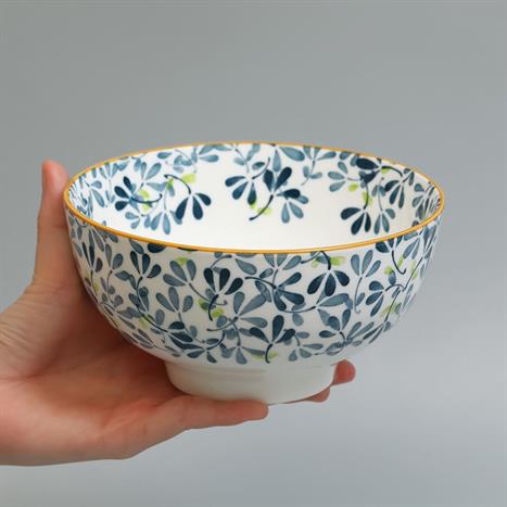 Bát ăn cơm sứ 11.4 cm GAIA INDIGO FLORAL Màu Trắng