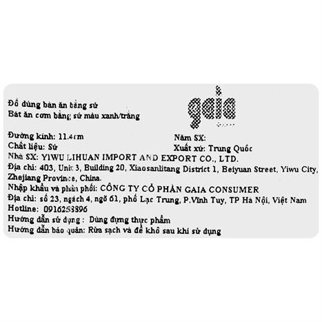 Bát ăn cơm sứ 11.4 cm GAIA INDIGO FLORAL Màu Trắng