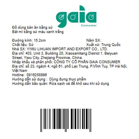 Bát mì sứ 15.2 cm GAIA INDIGO FLORAL Màu Trắng