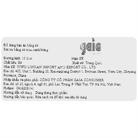 Bát mì sứ 15.2 cm GAIA INDIGO FLORAL Màu Trắng