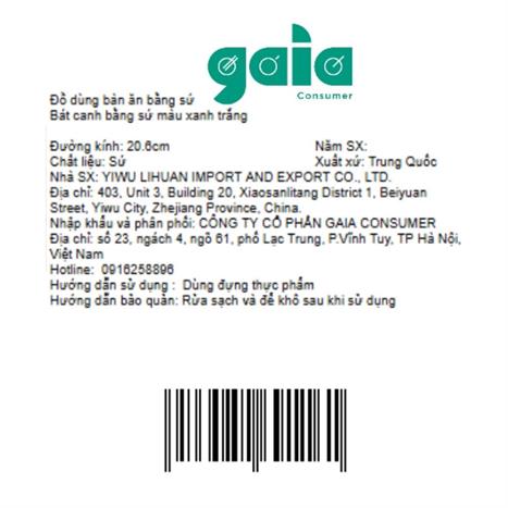 Bát canh sứ 20.6 cm GAIA INDIGO FLORAL Màu Trắng