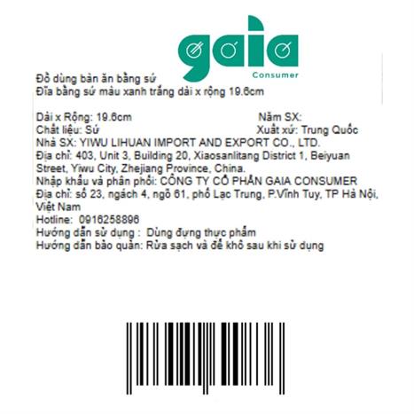 Đĩa sứ 19.6cm GAIA INDIGO FLORAL Màu Trắng