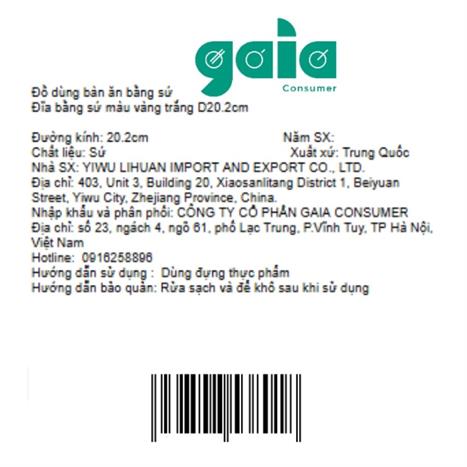 Đĩa sứ 20.2 cm GAIA AMBER FLORAL D20.2cm Màu Trắng