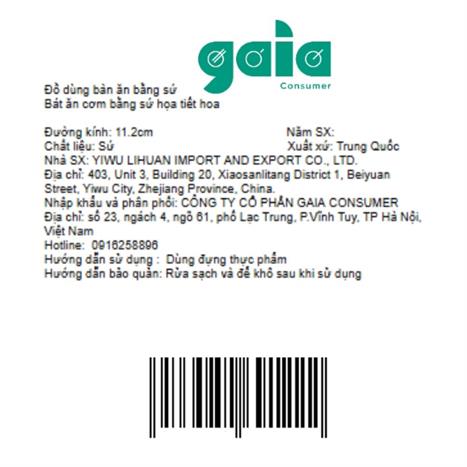 Bát ăn cơm sứ 11.2 cm GAIA ELEGANT FLORAL Màu Trắng