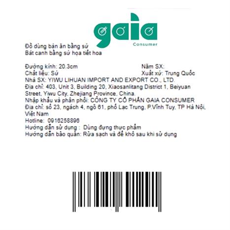 Bát canh sứ 20.3 cm GAIA ELEGANT FLORAL Màu Trắng