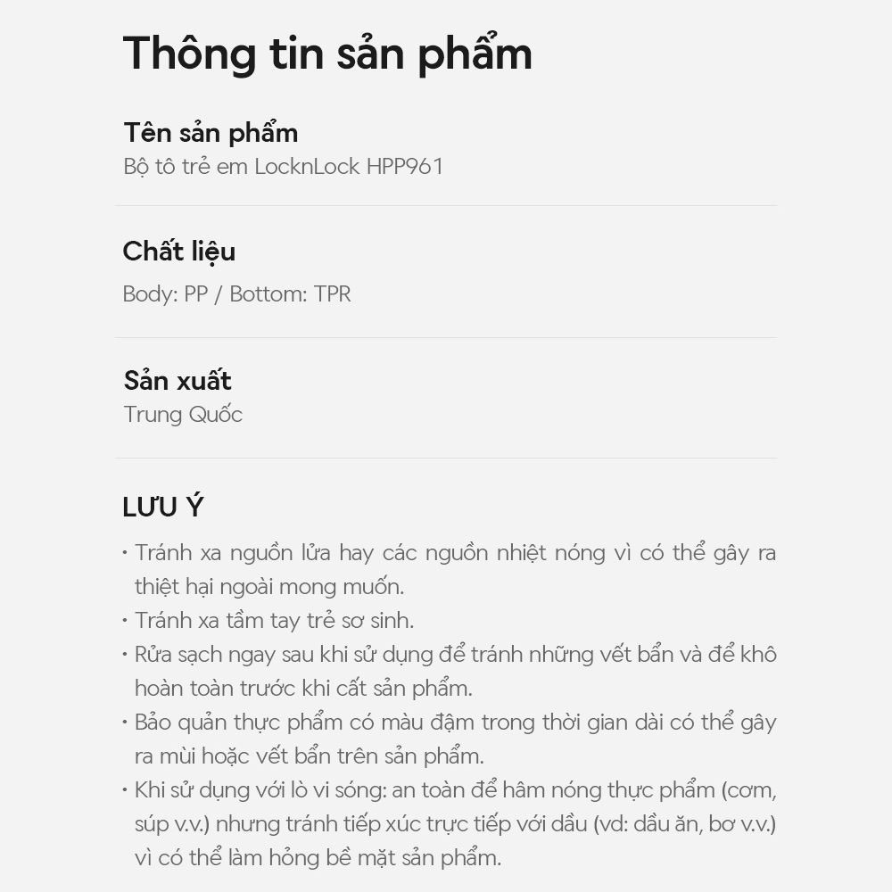 Bộ tô 2 món nhựa PP LocknLock HPP961PIK