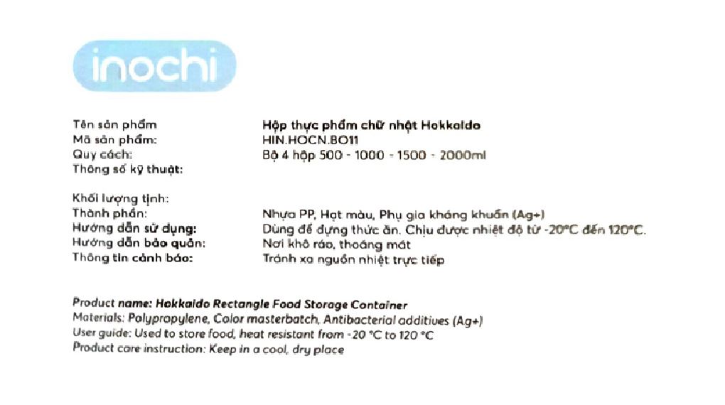 Bộ 4 hộp đựng thực phẩm nhựa 500 - 1000 - 1500 - 2000 ml Inochi Hokkaido HIN.HOCN.BO11 Màu Hồng nhạt
