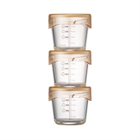 Bộ 3 hộp đựng thực phẩm thuỷ tinh Hàn Quốc 280 ml Lock&Lock LLG542S3IVY Màu Đen/Xám/Trắng ngà