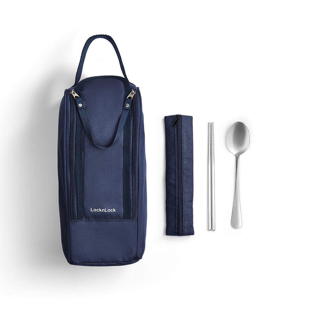 Bộ 3 hộp đựng thực phẩm inox Hàn Quốc 300 - 300 - 500 ml Lock&Lock LHC8052S01 Màu Xanh Navy