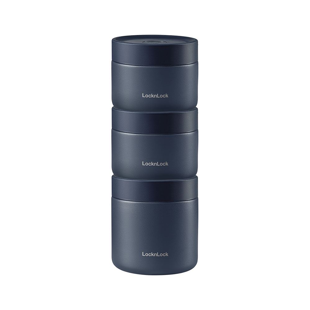 Bộ 3 hộp đựng thực phẩm inox Hàn Quốc 300 - 300 - 500 ml Lock&Lock LHC8052S01 Màu Xanh Navy