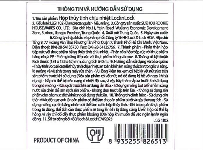 Hộp đựng thực phẩm thuỷ tinh Hàn Quốc 640 ml Lock&Lock LLG1102 Màu Trắng