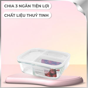 Hộp đựng thực phẩm 3 ngăn thuỷ tinh 1040 ml Lock