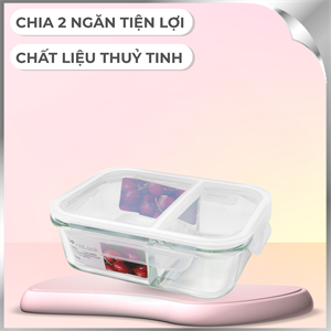 Hộp đựng thực phẩm 2 ngăn thuỷ tinh 1040 ml Lock