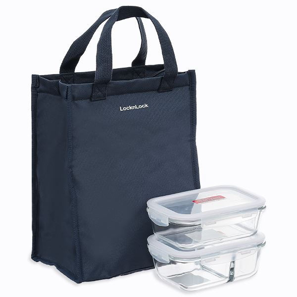 Bộ 2 hộp đựng thực phẩm thuỷ tinh 630 - 700 ml Lock&Lock LLG428S2NVY Màu Xanh Navy