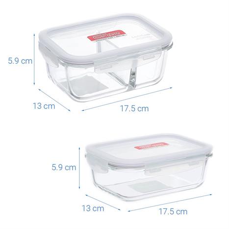 Bộ 2 hộp đựng thực phẩm thuỷ tinh 630 - 700 ml Lock&Lock LLG428S2NVY Màu Xanh Navy