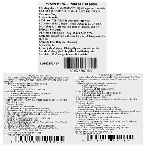 Bộ 2 hộp đựng thực phẩm thuỷ tinh 630 - 700 ml Lock&Lock LLG428S2NVY Màu Xanh Navy