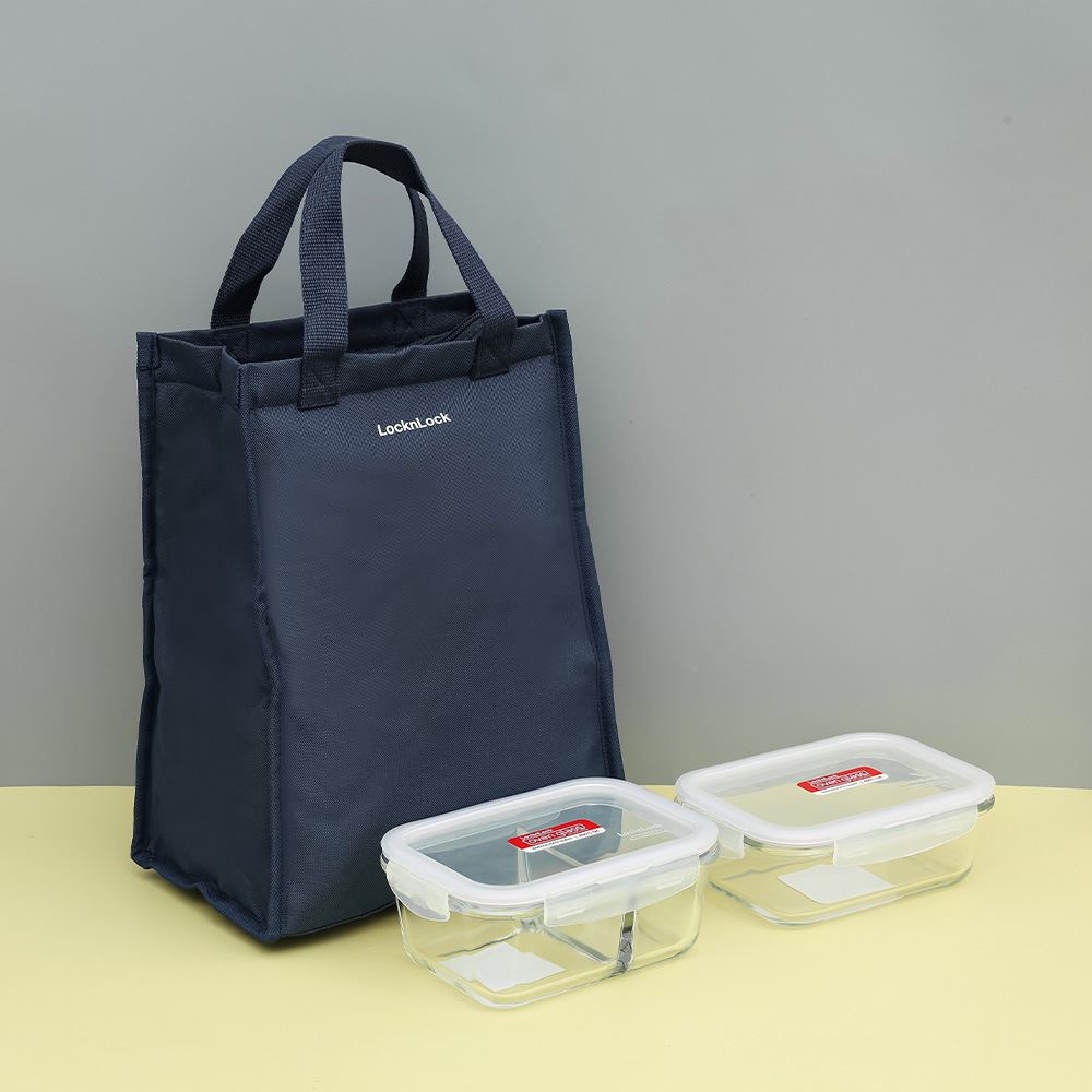 Bộ 2 hộp đựng thực phẩm thuỷ tinh 630 - 700 ml Lock&Lock LLG428S2NVY Màu Xanh Navy