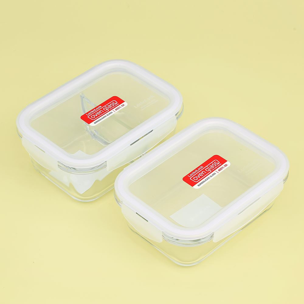 Bộ 2 hộp đựng thực phẩm thuỷ tinh 630 - 700 ml Lock&Lock LLG428S2NVY Màu Xanh Navy