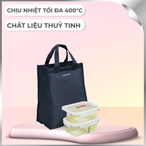 Bộ 2 hộp đựng thực phẩm thuỷ tinh 630 - 700 ml Lock