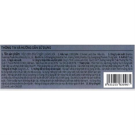Hộp đựng thực phẩm 5 ngăn nhựa 1400 ml Lock&Lock LCB952BRW Màu Nâu