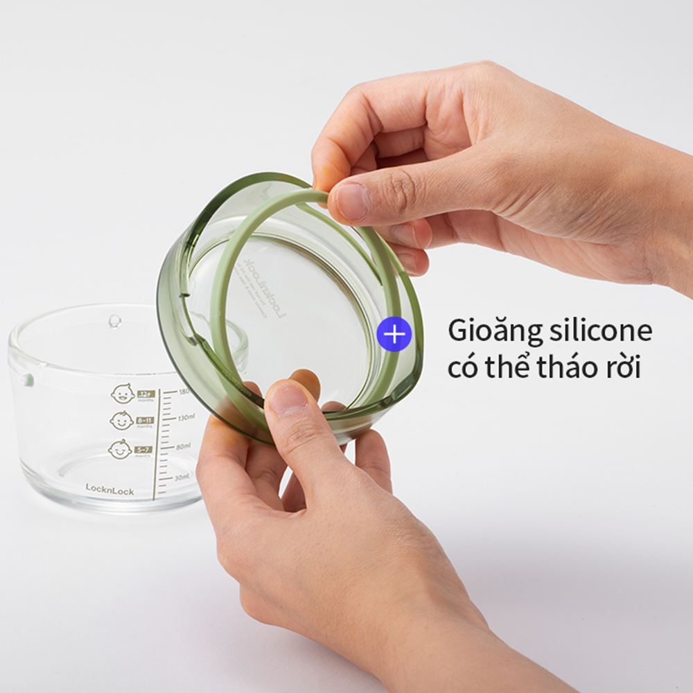 Bộ 3 hộp đựng thực phẩm thuỷ tinh 215 ml Lock&Lock LLG540S3GRN Màu Xanh lá