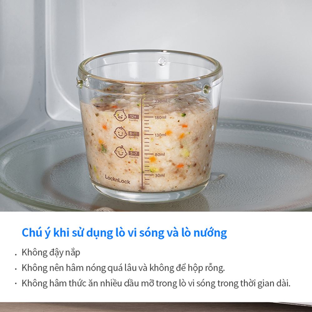 Bộ 3 hộp đựng thực phẩm thuỷ tinh 215 ml Lock&Lock LLG540S3GRN Màu Xanh lá