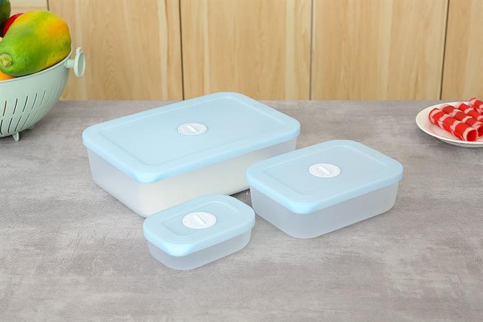 Bộ 3 hộp đựng thực phẩm nhựa Việt Nam 290 - 900 - 2500ml Inochi Hokkaido HIN.HTDH.B301 Màu Xanh dương nhạt