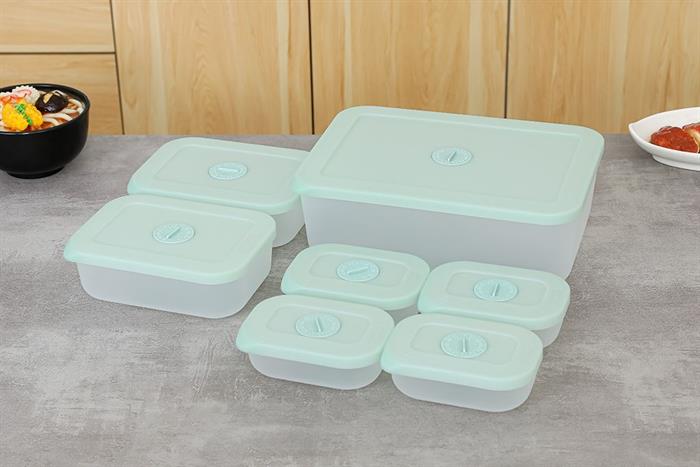 Bộ 7 hộp đựng thực phẩm nhựa Việt Nam 290 - 900 - 3600 ml Inochi HIN.HTDH.B701 Màu Xanh mint
