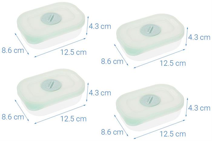 Bộ 7 hộp đựng thực phẩm nhựa Việt Nam 290 - 900 - 3600 ml Inochi HIN.HTDH.B701 Màu Xanh mint