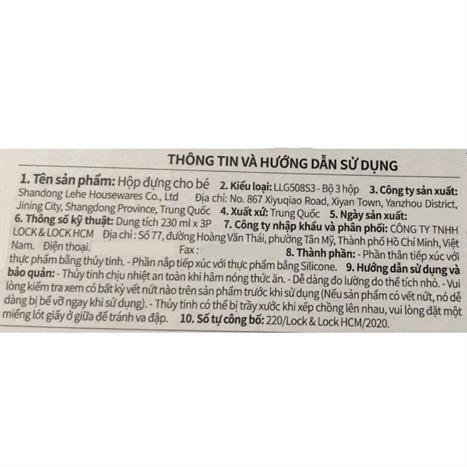 Bộ 3 hộp đựng thực phẩm thuỷ tinh 230 ml Lock&Lock LLG508S3 Màu Đen